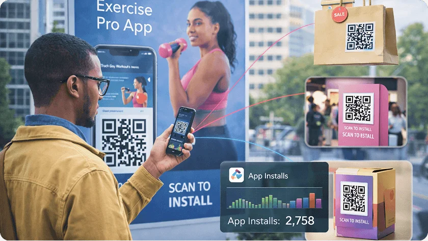 Person scanning QR code on product packaging with smartphone