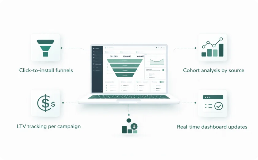 Professional analytics dashboard with ROI tracking