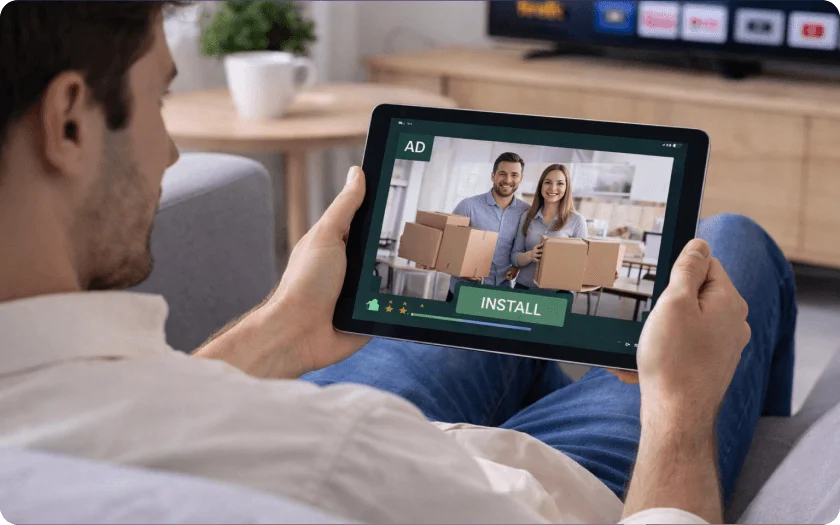 Modern entertainment platform interface with content deep linking